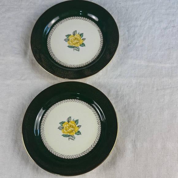 Homer Laughlin Other - Homer Laughlin Green and Yellow Floral Bread or Salad Plates